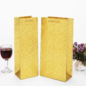 Factory Wholesale Fancy Luxury Gift Packaging Custom Printed Bottle Paper Wine Bags With Handles