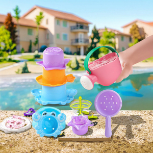Juguete de Baño para Niños de 2 a 4 Años, 5 Piezas, Vasos Apilables Arcoíris, Regadera, Formas de Animales Marinos, Plástico, Pequeño, Unisex, Regalo, <span class=keywords><strong>Arena</strong></span> - Product Image 2