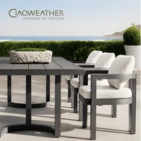 Table et chaises d'extérieur pour hôtel, chaises de salle à manger d'extérieur en aluminium pour villa, ensemble de meubles de patio, ensemble de salle à manger d'extérieur moderne pour complexe hôtelier