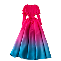 Robe Midi Plissée Ample Vintage LE2528 Style Gothique pour Femme de Bureau Grande Taille, Col Rond, Manches Longues, Écologique et Élégante