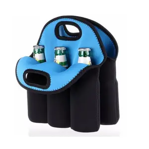 Customized Logo Insulated Neoprene Carrier Tote Cooler Bag Wholesale Waterproof 6 Pack Beer Bottle Holder Cooler Bag