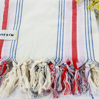 Serviettes de fouta turques en coton et lin Serviette de plage à rayures surdimensionnées avec glands Caractéristique antimicrobienne