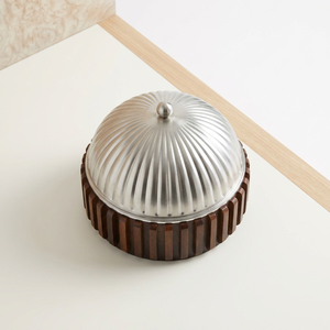 Ensemble de casseroles en acier inoxydable à double paroi isolées sous vide avec base en bois, couvercle moulé, réchauffe-plats - Product Image 1