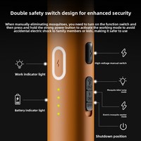 Tueur de moustiques électrique double fonction 2 en 1, raquette électrique et piège LED, rechargeable par USB, pour usage domestique en intérieur