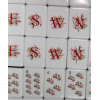 Ensemble de jeu de Mahjong américain de Noël rose de 160 pièces avec tuiles imprimées en acrylique, cadeau de fête
