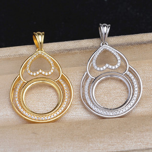 Pendentif en argent S925 Wenchi en forme de gourde avec coquille de cheval, serti de 13,4 à 13,6 mm, accessoire de bricolage pour bijoux en perles, 13507 Chine - Product Image 2