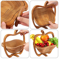 Étagère de cuisine pliable en bambou sur pied pour légumes et panier de rangement pour fruits, de qualité alimentaire, vente en gros