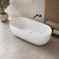 Baignoire autoportante ovale contemporaine en pierre artificielle monobloc pour hôtels de luxe – Vente en gros