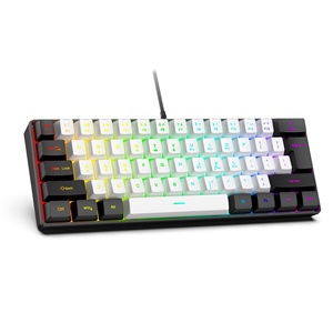Juego de ratón y teclado con cable USB RGB de 61 teclas para ordenador portátil Mini juego no mecánico Teclado de ordenador colorido diseño de película en blanco y negro - Product Image 1