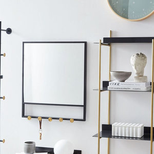 Wholesale Bathroom Entry Decorative <strong>Rectangular</strong> Metal <strong>Wall</strong> <strong>Mirror</strong> with Hooks Display <strong>Mirror</strong> Factory Ningbo - Product Image 5