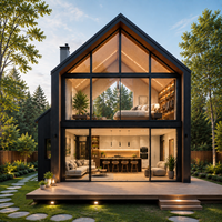 Maison préfabriquée de luxe écologique à deux étages avec toit triangulaire, maison de vacances modulaire pour projets hôteliers et complexes hôteliers