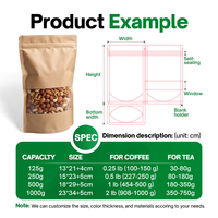 Doypack en papier kraft imprimé sur mesure avec fenêtre, prix d'usine, matériau de qualité alimentaire, sachet kraft refermable