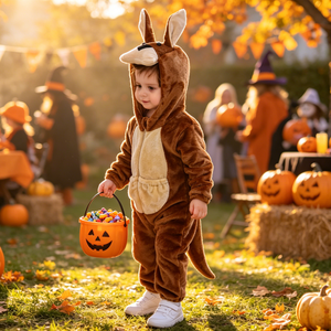Combinaison en polaire pour tout-petit, style kangourou, pour l'automne, l'hiver, Halloween, le carnaval, les jeux, les spectacles, avec capuche, déguisement animal - Product Image 1