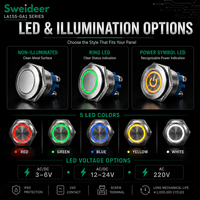 Sweideer, fabricant OEM de boutons-poussoirs métalliques personnalisés, interrupteur LED en acier inoxydable de 16 mm, 19 mm, 22 mm avec borne à vis