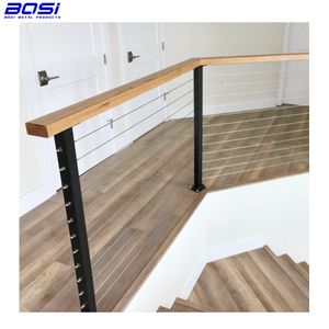 Rampe d'escalier moderne en acier inoxydable 304, montée au sol, avec câble métallique de 5 mm de diamètre, résistant à la rouille, pour balustrade de <span class=keywords><strong>piscine</strong></span> en verre - Product Image 3