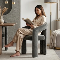 Chaise de salle à manger ergonomique rembourrée en chenille épaisse gris roche mouchetée