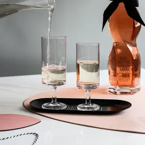 Customized Transparent Hand Blown Home Wedding Pink Glass Red Wine Champagne Flute
