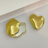 Miroir pliable en métal portable, forme ovale/coeur/nuage/coquille, mini miroir de maquillage de voyage, miroir de beauté pour sac/poche