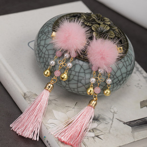 Lindas pinzas para el cabello con borlas de visón para accesorios de tocados infantiles Hanfu, estilo Han, estilo retro chino - Product Image 2