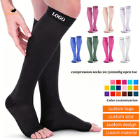 Chaussettes de compression OEM personnalisées pour la circulation sanguine, amincissantes, sportives, 20-30 mmHg, à bout ouvert, anti-fatigue, au-dessus du genou