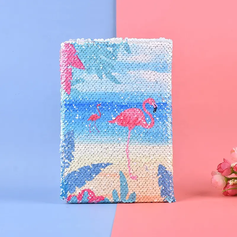 Cute Stationary Glitter Sequin Flamingo Notepad Cute Notebook A5 Kids Journal Diary