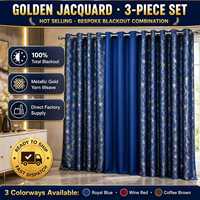 Rideaux occultants modernes de luxe en polyester jacquard tissé à motifs floraux et géométriques, 3 pièces, pour salon