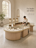 Vitrine de présentation de bijoux en bois et verre sur mesure avec éclairage LED, écologique, durable, fabriquée sur mesure pour les magasins de bijoux