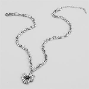 الهيب هوب القوطي قلادة Y2K المجوهرات الأسود العنكبوت شبكة القلب قلادة قلادة - Product Image 3