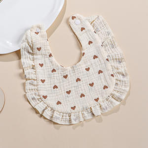 Baberos de Algodón con Volantes para Bebés y Niños Pequeños, Baberos de Muselina de 4 Capas con Impresión Personalizada - Product Image 5