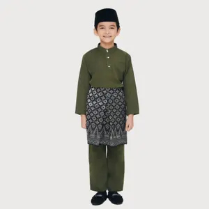 SIPO Eid Malaysia Islamic Abaya Dress Button Designs For Men Printed Thobe Jubba Design For Sets Kids Baju Melayu