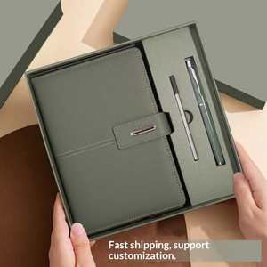 Carnet d'affaires professionnel en cuir PU avec ensemble de stylos, coffret cadeau souvenir de bureau - Product Image 1