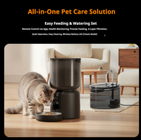 Distributeur automatique de nourriture pour animaux de compagnie intelligent WiFi avec fontaine à eau, caméra HD, contrôle par application, distribution programmée, bol en acier inoxydable
