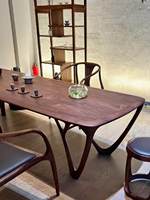 Ensemble table et chaises en bois massif de noyer noir d'Amérique du Nord, style Song, Tenghang BSMXZ001, dossier à lattes, durable, 2 pièces