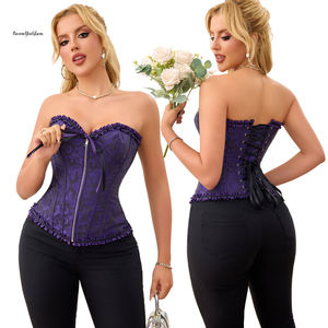 Vrouwen Plus Size Korset Mode Vintage Bloemenrits Veters Overbustier Crop Goedkope Zwarte Witte Korset Korsetten Tops - Product Image 5