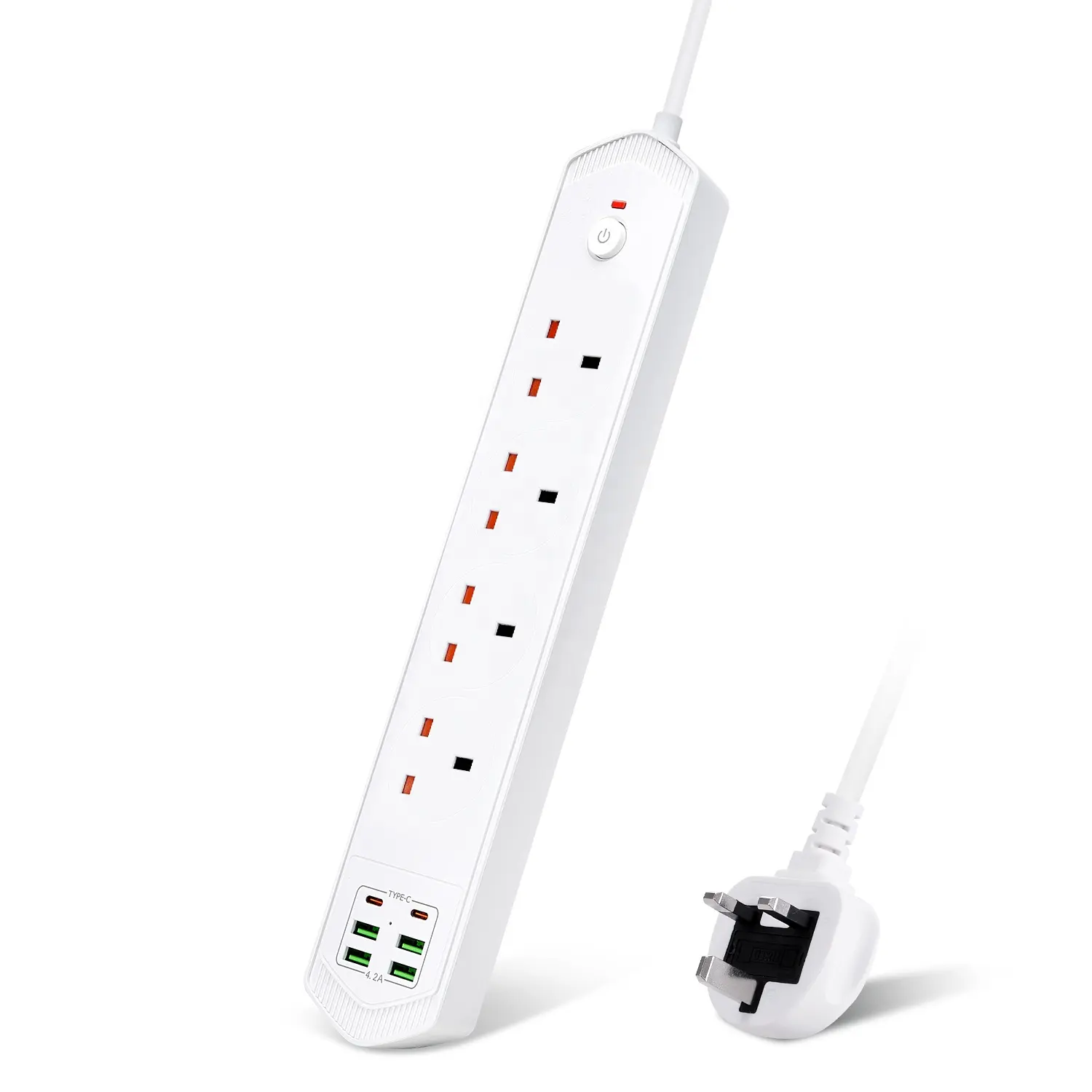 New Model Uk Plugs 4 Ways Ac Outlets 4usb+2 Type-c Charging Power Strip Uk Surge Protector With Usb