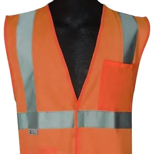 Gilet de sécurité ANSI classe II en tissu solide Gilet haute visibilité multi-poches Gilet de sécurité haute visibilité Gilet réglable haute visibilité