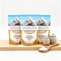 Sachet refermable personnalisé imprimé en couleur avec support doré, 1 kg, emballage haute barrière pour sel de cuisine naturel de l'Himalaya