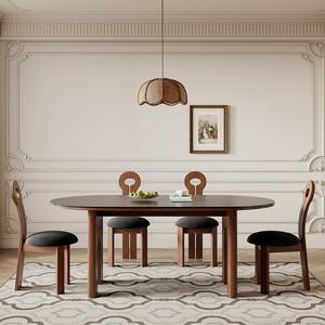 โต๊ะรับประทานอาหารรูปวงรีหรูหราหลายร้อยแบบ ทำจากไม้แอชสไตล์วินเทจ โครงสร้างแข็งแรงทนทานสำหรับห้องรับประทานอาหาร - Product Image 4