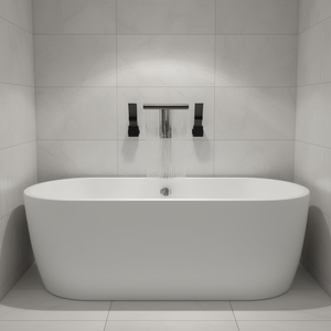 Grifo de Bañera Romano de Acero Inoxidable Negro Mate con 3 Orificios, Cabezal de Ducha en Cascada, 1 Manija, Diseño Moderno para Bañar Mascotas - Product Image 2