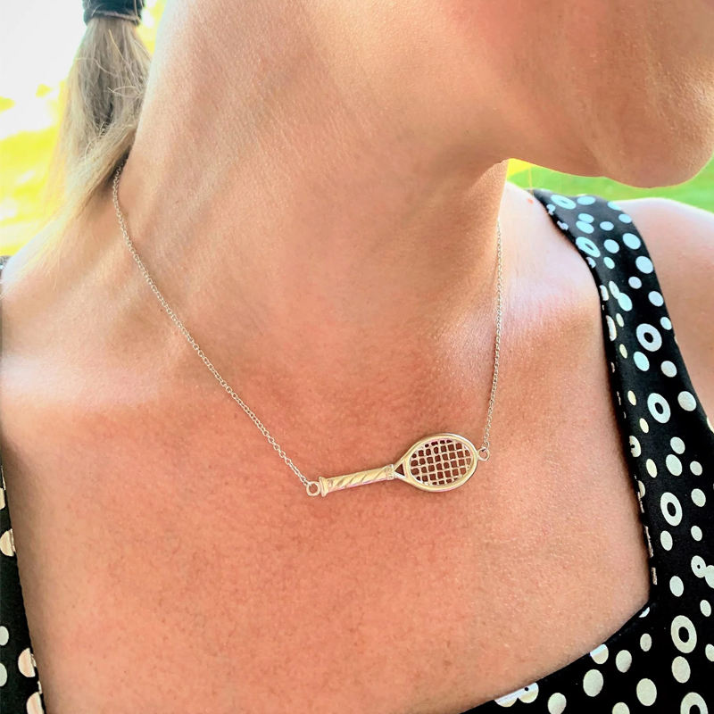 14K Solid Gold Tennis Racquet Charm Necklace Brass Tennis Racket Charm ...