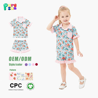 Pyjamas pour enfants à imprimé floral personnalisé Puresun, volants, 100% coton, ensembles de vêtements de nuit pour enfants, pyjamas en bambou pour filles d'été