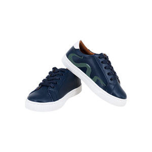 Vente en gros de chaussures décontractées en cuir <span class=keywords><strong>bleu</strong></span> foncé pour garçons baskets à lacets pour enfants soutien de la voûte plantaire respirant pour garçons - Product Image 3