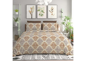 Queen <b>Size</b> Pure Cotton Bedsheet with Boho Quilt Hand Block Motif Print Soft Bed Cover for Home Decor Available <b>King</b> Double <b>Sizes</b> - Product Image 2