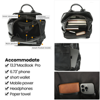 Sac à dos portable en cuir véritable DUJIANG avec bandoulière arquée, poignée souple et doublure en polyester pour les voyages d'affaires et les loisirs