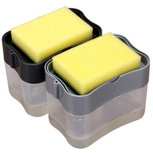 Distributeur de <span class=keywords><strong>savon</strong></span> mousse pour cuisine à double pompe, design moderne, support pour éponge et <span class=keywords><strong>porte</strong></span>-<span class=keywords><strong>savon</strong></span> à vaisselle – Meilleures ventes - Product Image 2