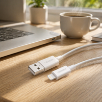 Kabel Data USB Pengisian Cepat 3A Bersertifikasi MFi untuk iPhone & iPad, Kompatibel dengan Power Bank, Berlapis PVC