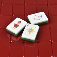Tuiles de Mahjong de Luxe en Acrylique Rouge de Noël, Ensemble de 160, Motifs Bonhomme de Neige, Oiseau, Étoile, Arbre, Gravure Laser, Portable, Marque Privée OEM/ODM