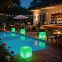 Chaise cube LED lumineuse, étanche IP65, en plastique PE pour extérieur, siège lumineux RGB 16 couleurs pour discothèque, fête en plein air