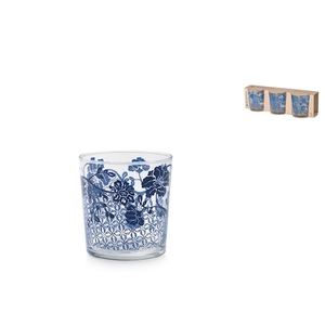Set di 3 bicchieri in vetro decorati blu per bevande da 35 ml - Product Image 1