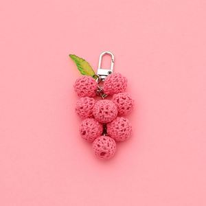 Handmade Knitted Crochet Grape Keychain Toys Knit Fruit Charm Grape Keychain Plush <b>Bag</b> Charm Accessory - Product Image 3